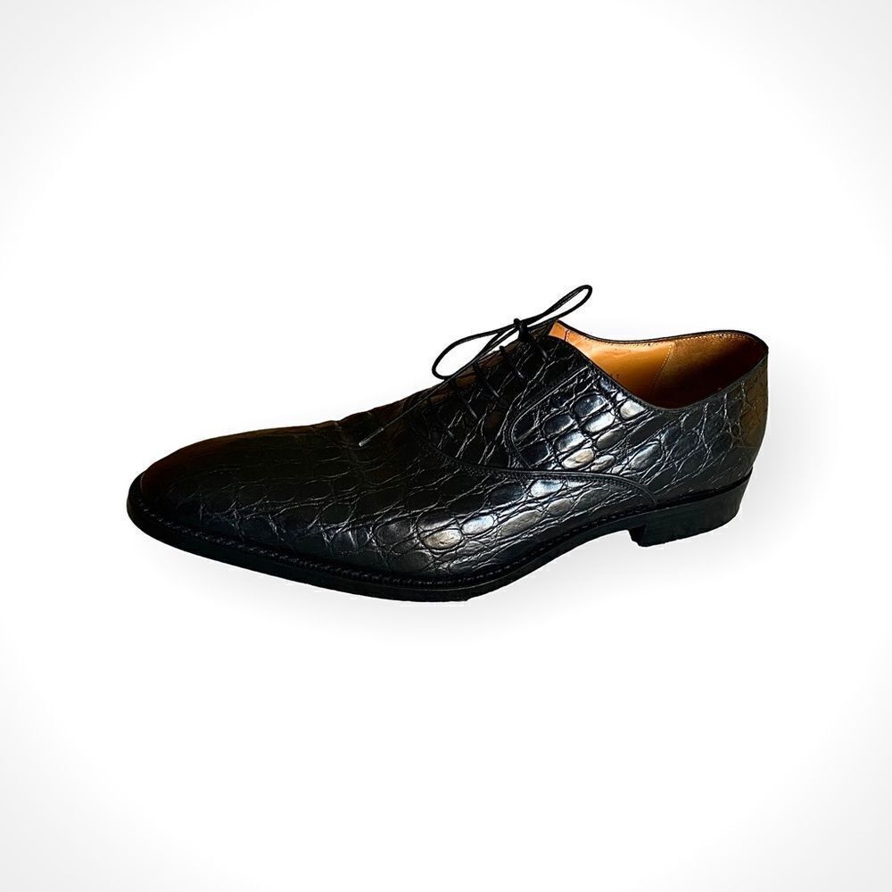 Sergio Rossi, Oxford Crocodile Shoes, Black